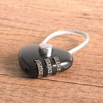 3 Pcs Black Heart Padlock Small Metal Heart Shaped Padlock Mini Code Lock for Jewelry Storage Box Diary Book,Black