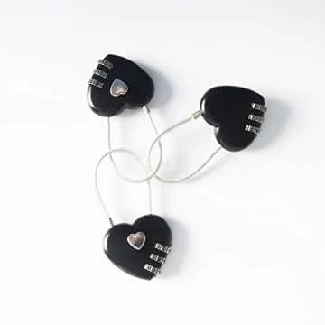 3 Pcs Black Heart Padlock Small Metal Heart Shaped Padlock Mini Code Lock for Jewelry Storage Box Diary Book,Black