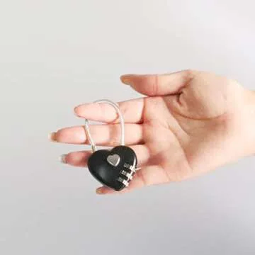 3 Pcs Black Heart Padlock Small Metal Heart Shaped Padlock Mini Code Lock for Jewelry Storage Box Diary Book,Black