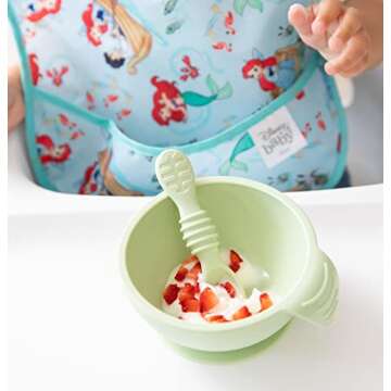 Bumkins Baby Bowl, Silicone Feeding Set with Suction for Baby and Toddler, Includes Spoon and Lid, F...