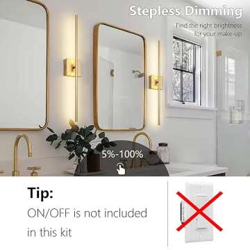 KARTOOSH Modern Wall Sconces Set of Two, Dimmable Hardwired Wall Sconces, 350° Rotate, LED Matte Gold Wall Light Fixtures, 3000K Warm Light Wall Lamp for Bathroom, Living Room, 24.4 Inch (2 Pack)