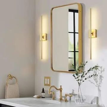 KARTOOSH Modern Wall Sconces Set of Two, Dimmable Hardwired Wall Sconces, 350° Rotate, LED Matte Gold Wall Light Fixtures, 3000K Warm Light Wall Lamp for Bathroom, Living Room, 24.4 Inch (2 Pack)
