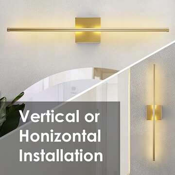 KARTOOSH Modern Wall Sconces Set of Two, Dimmable Hardwired Wall Sconces, 350° Rotate, LED Matte Gold Wall Light Fixtures, 3000K Warm Light Wall Lamp for Bathroom, Living Room, 24.4 Inch (2 Pack)