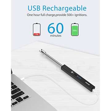 RONXS Lighters, Candle Lighter Electric Lighter Grill Lighter USB Lighter Plasma Lighter Rechargeable lighters for Candle Cooking BBQs Fireworks Camping, Multi-Color
