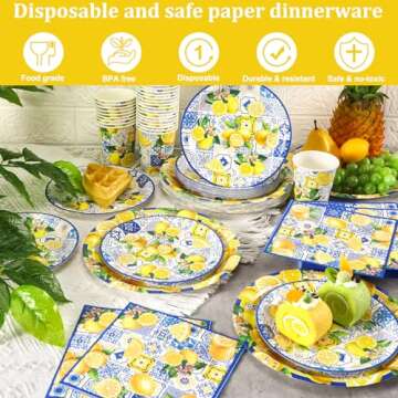 Vibrant 250 Pcs Capri Lemon Tableware Set for 50 Guests