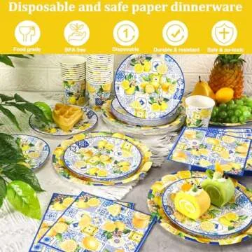 Vibrant 250 Pcs Capri Lemon Tableware Set for 50 Guests
