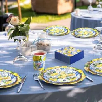 Vibrant 250 Pcs Capri Lemon Tableware Set for 50 Guests
