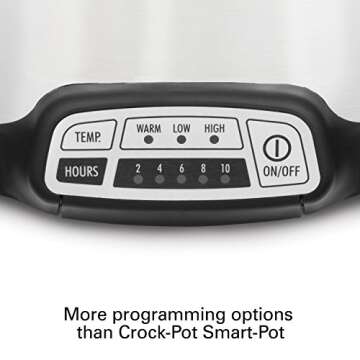 Hamilton Beach Programmable Slow Cooker, 7 quart with Clip-Tight Sealed Lid, Stainless Steel (33476), Silver