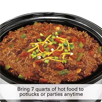 Hamilton Beach Programmable Slow Cooker, 7 quart with Clip-Tight Sealed Lid, Stainless Steel (33476), Silver