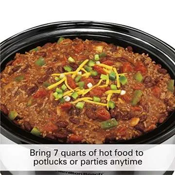 Hamilton Beach Programmable Slow Cooker, 7 quart with Clip-Tight Sealed Lid, Stainless Steel (33476), Silver