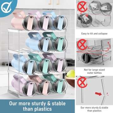 【Upgraded Larger】Water Bottle Organizer for Stanley 40 oz Tumbler with Handle, Stanley Cup Organizer for Cabinet, Kitchen Organizers and Storage for Stanley Cup Accessories, Tumbler Mug Cup Hold 12