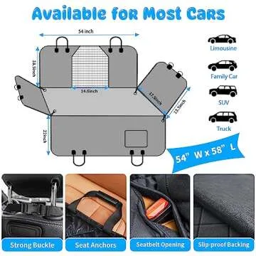 URPOWER Dog Car Seat Cover for Back Seat, Waterproof Dog Car Hammock Dog Seat Cover with Mesh Window and Side Flap Pets Car Seat Protector Dog Backseat Cover for Car and SUV