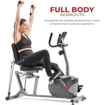 Sunny Health & Fitness Recumbent Bike with Bluetooth