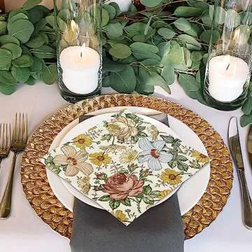 AnyDesign Vintage Floral Napkins for Weddings and Parties