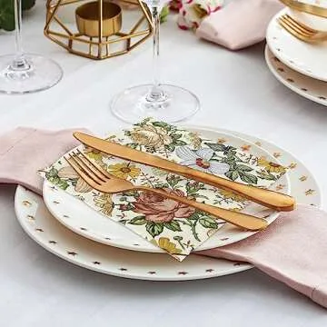 AnyDesign Vintage Floral Napkins for Weddings and Parties