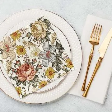 AnyDesign Vintage Floral Napkins for Weddings and Parties
