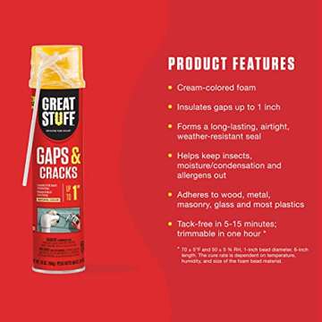 Great Stuff 157911 Insulating Foam Sealant, 20 Ounce, Ivory