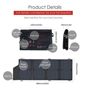 ELEGEEK 22W Foldable Solar Panel Charger for Outdoor Adventures