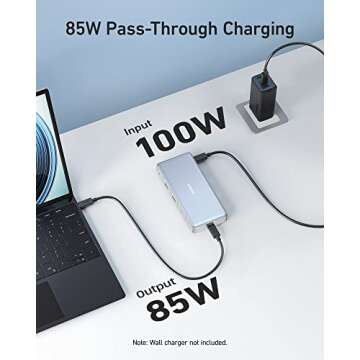 Anker 575 USB-C Hub (12-in-1, Dual HDMI, DP), Triple Display Docking Station, 10 Gbps USB-C and USB-A Data Ports, 4K HDMI and DisplayPort, Max 100W Pd-in, Ethernet, for Dell, Thinkpad Laptop and More