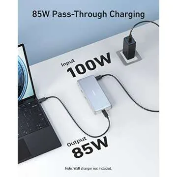 Anker 575 USB-C Hub (12-in-1, Dual HDMI, DP), Triple Display Docking Station, 10 Gbps USB-C and USB-A Data Ports, 4K HDMI and DisplayPort, Max 100W Pd-in, Ethernet, for Dell, Thinkpad Laptop and More