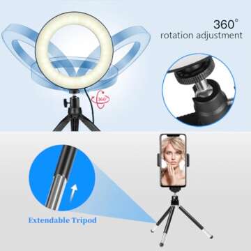 6" Ring Light with Stand for YouTube and Makeup