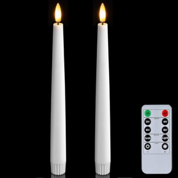 Homemory Flameless Taper Candles with Remote, Real Wax