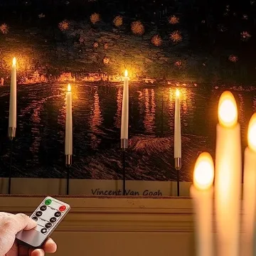 Homemory Flameless Taper Candles with Remote, Real Wax