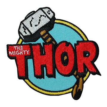Retro Marvel The Mighty Thor Hammer IronOn Patch Comic Fan Apparel Applique