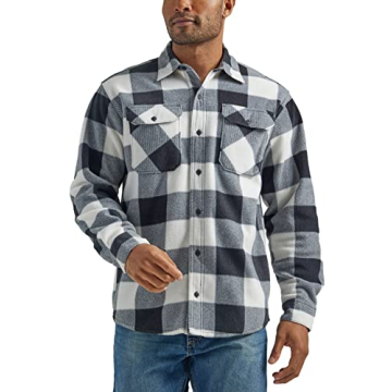 Wrangler Authentics Men's Long Sleeve Heavyweight Fleece Shirt Birch Buffalo Large