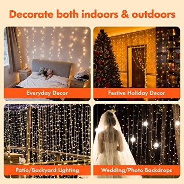 Twinkle Star 300 LED Curtain Lights with 12 Modes