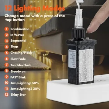 Twinkle Star 300 LED Curtain Lights with 12 Modes