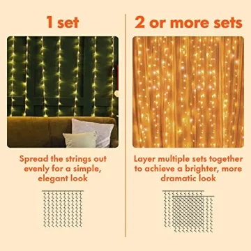 Twinkle Star 300 LED Curtain Lights with 12 Modes