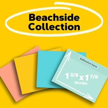 Post-it Notes, 1 3/8 in x 1 7/8 in, 12 Sticky Note Pads, 100 Sheets per Pad, Beachside Café Collect...