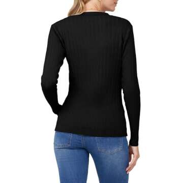 MEROKEETY Women's 2024 Long Sleeve V Neck Ribbed Button Knit Sweater Solid Color Tops Black