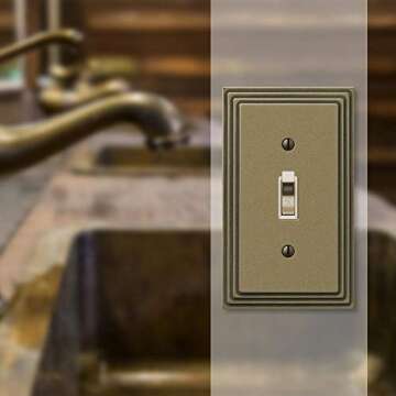 Amerelle Steps Single Toggle Cast Metal Wallplate in Rustic Brass