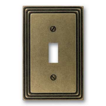 Amerelle Steps Single Toggle Cast Metal Wallplate in Rustic Brass