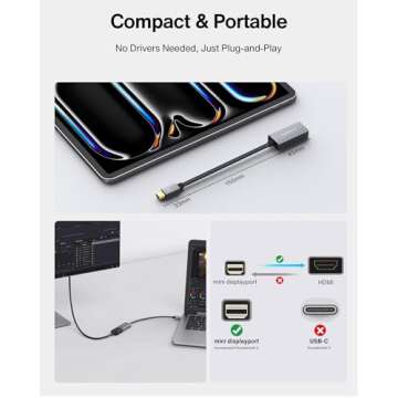 IVANKY Mini DisplayPort to HDMI Adapter, Mini DP(Thunderbolt) to HDMI Adapter, Gold-Plated Braided,Thunderbolt 2 to HDMI Compatible with MacBook Air/Pro, Microsoft Surface Pro/Dock, Monitor, Projector