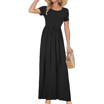 AUSELILY Women's Maxi Dress Comfortable Stylish with Pockets