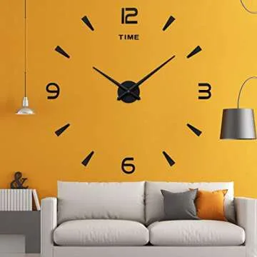 AILILIFE 3D DIY Wall Clock Decor Sticker Mirror Frameless Large DIY Wall Clock Kit for Home Living R...