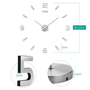 AILILIFE 3D DIY Wall Clock for Creative Home Decor