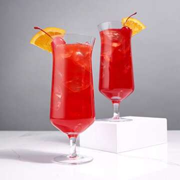 Viski Raye Hurricane Glasses, Perfect for Pina Coladas, Tropical Cocktail Glass, Crystal Glasses Gift set of 2, Clear, 14oz