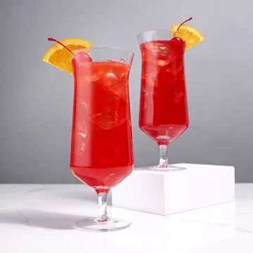 Viski Raye Hurricane Glasses, Perfect for Pina Coladas, Tropical Cocktail Glass, Crystal Glasses Gift set of 2, Clear, 14oz