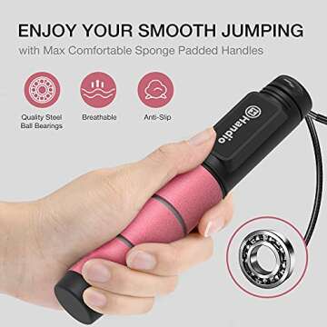 Jump Rope, H Handio Jump Rope with Counter, Workout Jumping Rope with Steel Ball Bearings, Adjustabl...