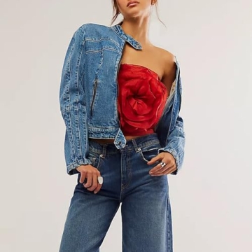 SOLILOQUY Women's Strapless 3D Flower Tube Top for Parties