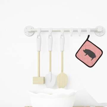 Caroline's Treasures BB7933PTHD Berkshire Pig Pink Check Pair of Pot Holders Kitchen Heat Resistant Pot Holders Sets Oven Hot Pads for Cooking Baking BBQ, 7 1/2 x 7 1/2