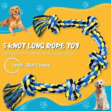UPSKY Dog Rope Toy for Large Medium Dogs, Dog Chew Toy for Aggressive Chewers, Indestructible 3 Feet...