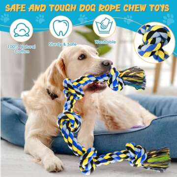 UPSKY Dog Rope Toy for Large Medium Dogs, Dog Chew Toy for Aggressive Chewers, Indestructible 3 Feet 5 Knots Rope Toy, Heavy Duty Tough Dog Toy,Interactive Tug of War Toy for Extra Large Dogs