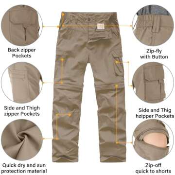 linlon Kids' Quick Dry Waterproof Convertible Pants