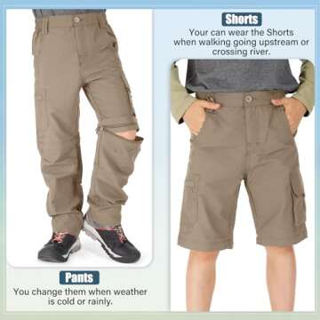 linlon Kids' Quick Dry Waterproof Convertible Pants