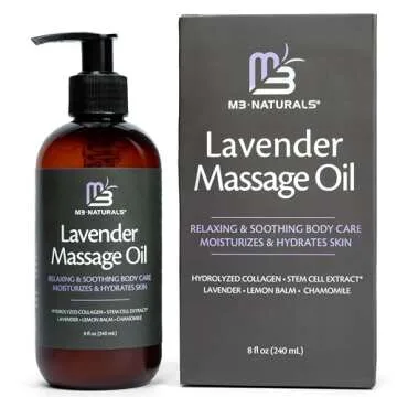 Lavender Massage Oil with Collagen and Stem Cells, Skin Tightening Therapy for Bum, Thighs, and Belly, Fast-Absorbing Cellulite Oil by M3 Naturals